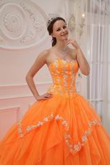 Sweetheart Orange Puffy Military Dress Quinceanera Party