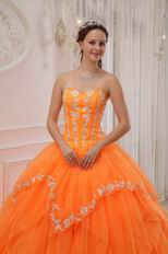 Sweetheart Orange Puffy Military Dress Quinceanera Party