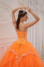 Sweetheart Orange Puffy Military Dress Quinceanera Party