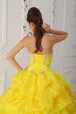 Bright Canary Yellow Layers Skirt Dress For Quinceanera