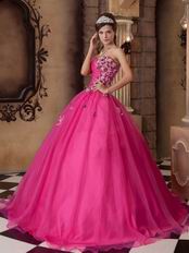 Discount Sweetheart Fuchsia Pink Dama Quinceanera Gown