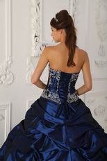 Chapel Train Skirt Dark Blue Quinceanera Dress Winter Wear