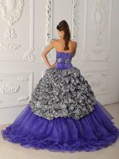 Strapless Zebra Printed Fabric Skirt Purple Quinceanera Dress