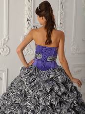 Strapless Zebra Printed Fabric Skirt Purple Quinceanera Dress