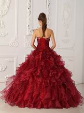 Bugundy Embroidered Quinceanera Gown Online Shop