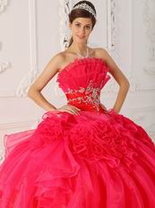Low Price Strapless Hot Pink Ball Gown Quinceanera Dress