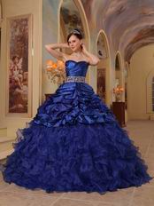 Royal Blue Handmade Dress To Young Girl Adult Ceremony