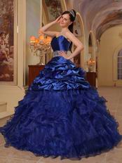 Royal Blue Handmade Dress To Young Girl Adult Ceremony