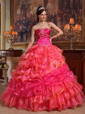 Contrast Multi Color Cascade Ruffles La Quinceanera Dress
