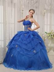 Royal Blue Cascade Design Floor Length Ball Dress In Texas