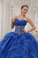 Royal Blue Cascade Design Floor Length Ball Dress In Texas