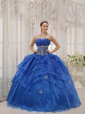 Royal Blue Cascade Design Floor Length Ball Dress In Texas