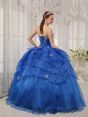 Royal Blue Cascade Design Floor Length Ball Dress In Texas