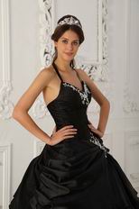 Black Halter Ball Skirt Quinceanera Young Women Wear
