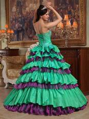 Spring Green And Purple Layers Skirt Quinceanera Dress