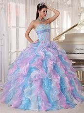 Bright Ombre Color Contrast Cascade Skirt Dress Military Party