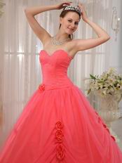 Cute Girl Water melon Quinceanera Dress With Handmade Flower