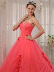 Cute Girl Water melon Quinceanera Dress With Handmade Flower