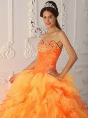 Orange Cascade Skirt Quinceanera Dress Pretty Styles