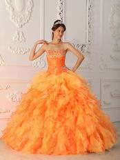 Orange Cascade Skirt Quinceanera Dress Pretty Styles