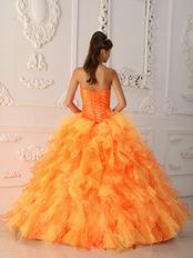 Orange Cascade Skirt Quinceanera Dress Pretty Styles