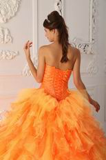 Orange Cascade Skirt Quinceanera Dress Pretty Styles