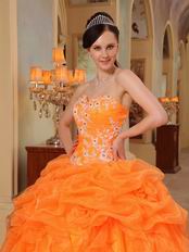 Orange Ball Gown Sweetheart Style Puffy Dress For Cheap