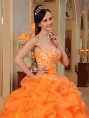 Orange Ball Gown Sweetheart Style Puffy Dress For Cheap