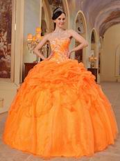 Orange Ball Gown Sweetheart Style Puffy Dress For Cheap