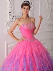 Pretty Gradient Fading Contrast Color Skirt Quinceanera Dress