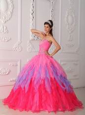 Pretty Gradient Fading Contrast Color Skirt Quinceanera Dress