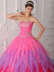 Pretty Gradient Fading Contrast Color Skirt Quinceanera Dress