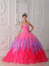 Pretty Gradient Fading Contrast Color Skirt Quinceanera Dress