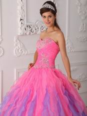 Pretty Gradient Fading Contrast Color Skirt Quinceanera Dress