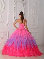 Pretty Gradient Fading Contrast Color Skirt Quinceanera Dress