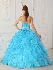 Sweetheart Ruffled Skirt Young Girls Aqua Quinceanera Gown