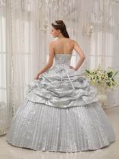 Adult Ceremony Corset Flaring Silver Dress to Quinceanera Party