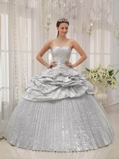 Adult Ceremony Corset Flaring Silver Dress to Quinceanera Party