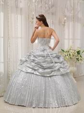 Adult Ceremony Corset Flaring Silver Dress to Quinceanera Party