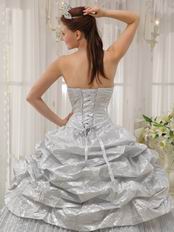 Adult Ceremony Corset Flaring Silver Dress to Quinceanera Party