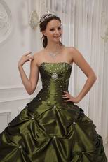 Strapless Olive Green Girls 16th Birthday Quinceanera Dress