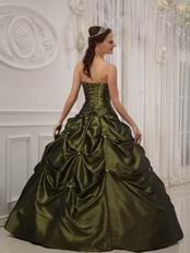 Strapless Olive Green Girls 16th Birthday Quinceanera Dress