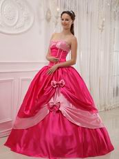 Designer Quinceanera Outfits Deep Pink Dress With Bowknot