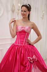 Designer Quinceanera Outfits Deep Pink Dress With Bowknot