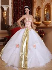 Elegant Sweetheart Quinceanera Dress With Golden Draping