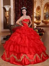 Scarlet Red Skirt With Petticoat Quinceanera Dress Supplier