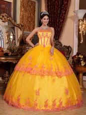 Strapless Marigold Quince Ball Dress By 2014 Top Designer