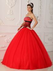 Beaded Zebra Decorate Beautiful Quinceanera Dress Scarlet