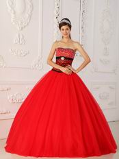 Beaded Zebra Decorate Beautiful Quinceanera Dress Scarlet