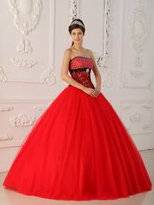 Beaded Zebra Decorate Beautiful Quinceanera Dress Scarlet